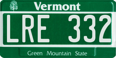 VT license plate LRE332