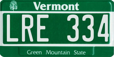 VT license plate LRE334