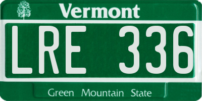 VT license plate LRE336