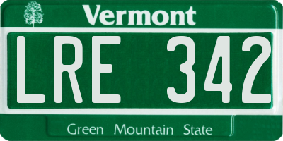 VT license plate LRE342