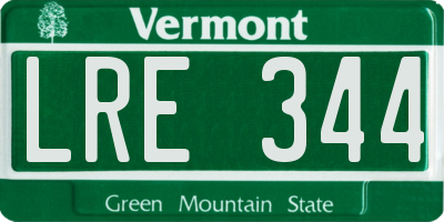 VT license plate LRE344