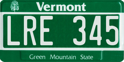 VT license plate LRE345