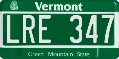 VT license plate LRE347