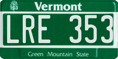 VT license plate LRE353