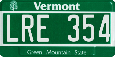 VT license plate LRE354