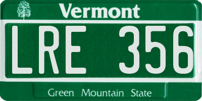 VT license plate LRE356