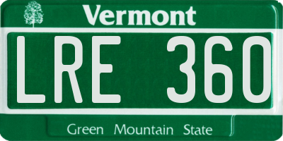 VT license plate LRE360