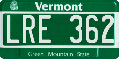 VT license plate LRE362