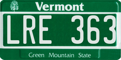VT license plate LRE363