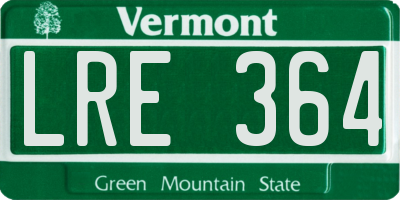 VT license plate LRE364
