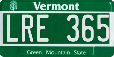VT license plate LRE365