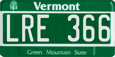 VT license plate LRE366