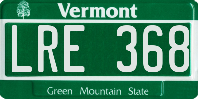 VT license plate LRE368