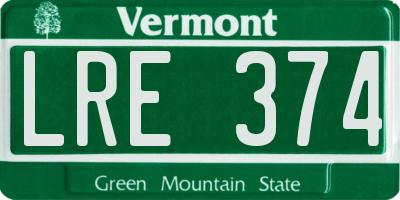 VT license plate LRE374