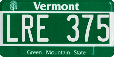 VT license plate LRE375