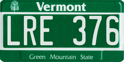 VT license plate LRE376