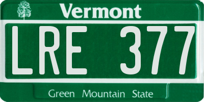 VT license plate LRE377