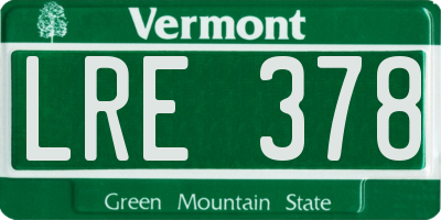 VT license plate LRE378