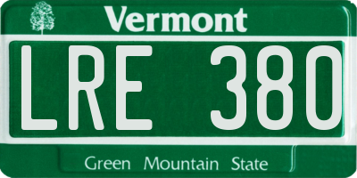 VT license plate LRE380