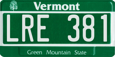 VT license plate LRE381