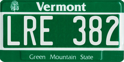 VT license plate LRE382