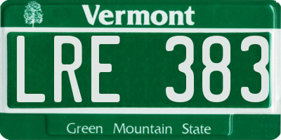 VT license plate LRE383