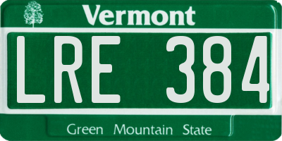 VT license plate LRE384