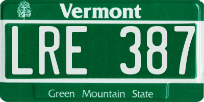 VT license plate LRE387