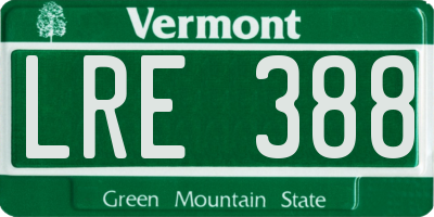 VT license plate LRE388