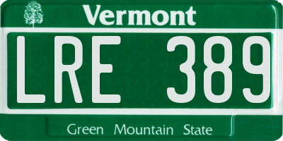VT license plate LRE389