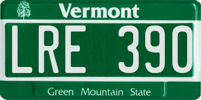 VT license plate LRE390