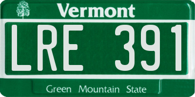 VT license plate LRE391