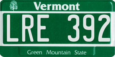 VT license plate LRE392