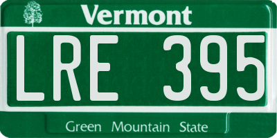 VT license plate LRE395