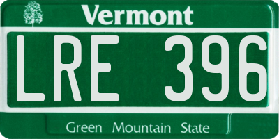 VT license plate LRE396