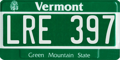 VT license plate LRE397