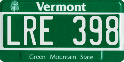 VT license plate LRE398
