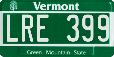 VT license plate LRE399