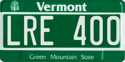VT license plate LRE400