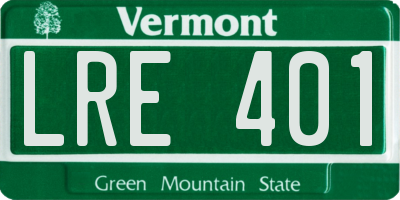 VT license plate LRE401