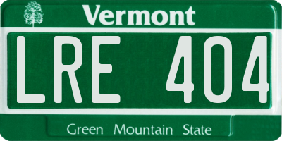 VT license plate LRE404