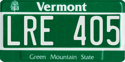 VT license plate LRE405