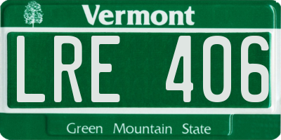 VT license plate LRE406