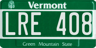 VT license plate LRE408