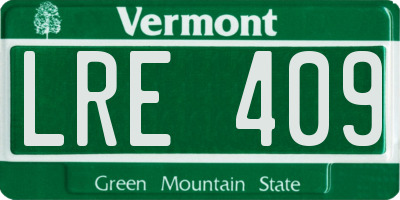 VT license plate LRE409