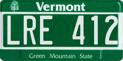 VT license plate LRE412