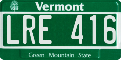 VT license plate LRE416