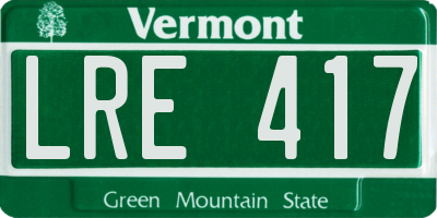 VT license plate LRE417