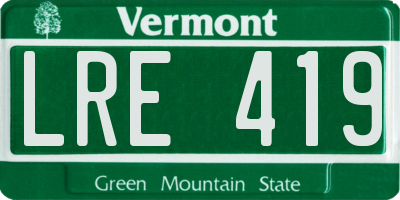 VT license plate LRE419