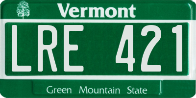 VT license plate LRE421